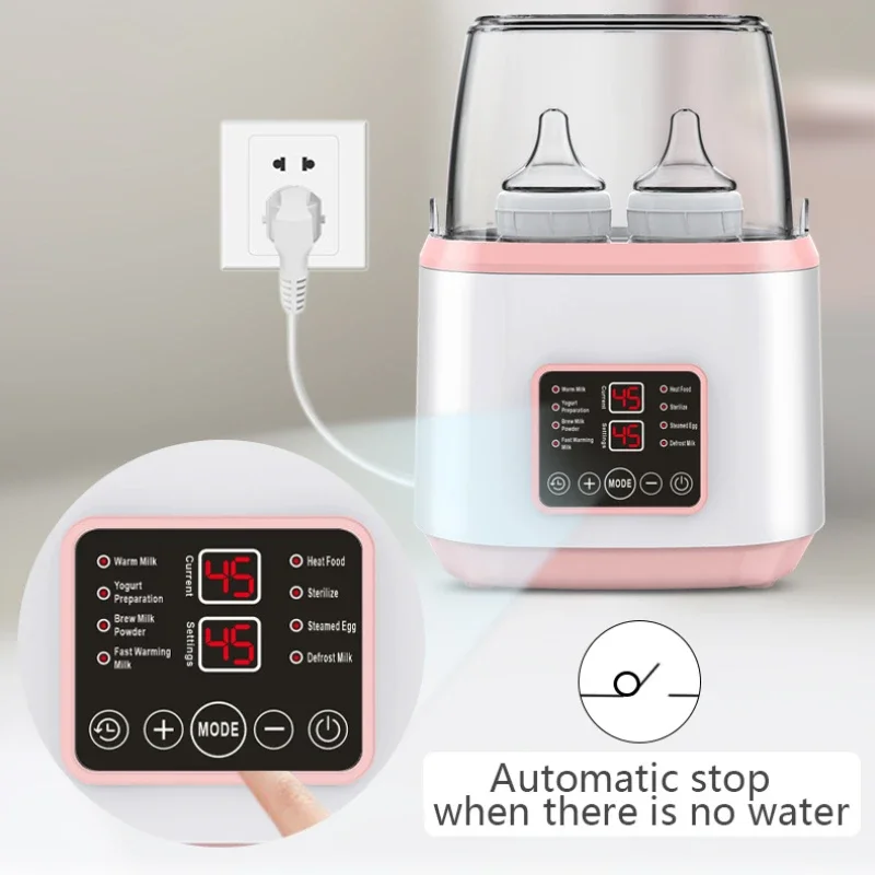 Aquecedor de leite multifuncional para bebês, esterilizador de mamadeiras, aquecedor de leite com display de temperatura, aquecedor de leite quente conveniente para bebês