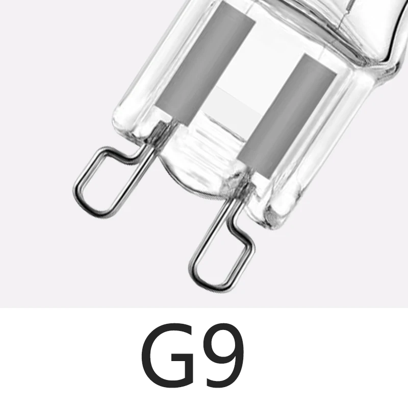 Lampadina alogena G9 220V 60W 25W 40W pin Lampadina in cristallo plug-in ad alta tensione G9 piccola lampadina alogena con filamento di tungsteno