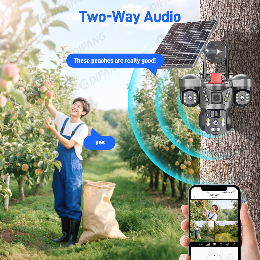 8K 15MP Wireless WiFi Solar Camera Three Lens Three Screen 4G Sim Card Solar Cam Human Detection Outdoor Solar Surveillance V380