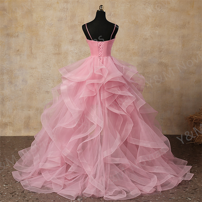 Robe de soirée rose Simple, personnalisée, haut et bas, élégante, à plusieurs niveaux, courte, devant, dos Long, robes de bal arabes, couleur Aay