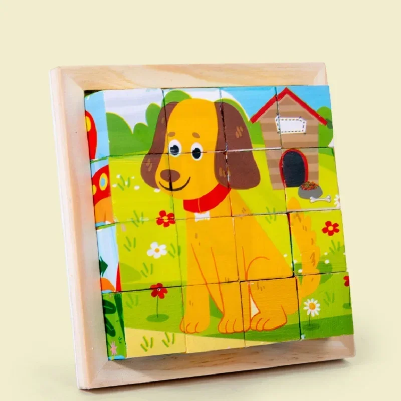 ชุดหกด้าน 3D Cube ปริศนาถาดไม้เด็กของเล่นเด็กของเล่นเพื่อการศึกษาเกมสนุก