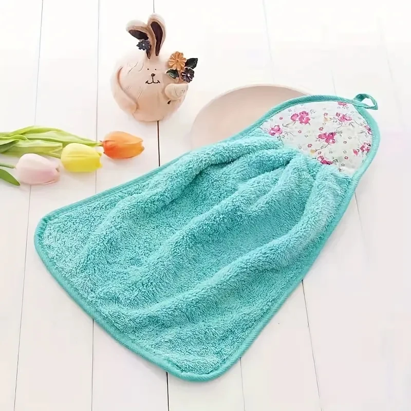 Asciugamano con punta delle dita in pile corallo da 3 pezzi, asciugamano sospeso per pulire le mani, panni per lavare i piatti domestici per il bagno, forniture per il bagno
