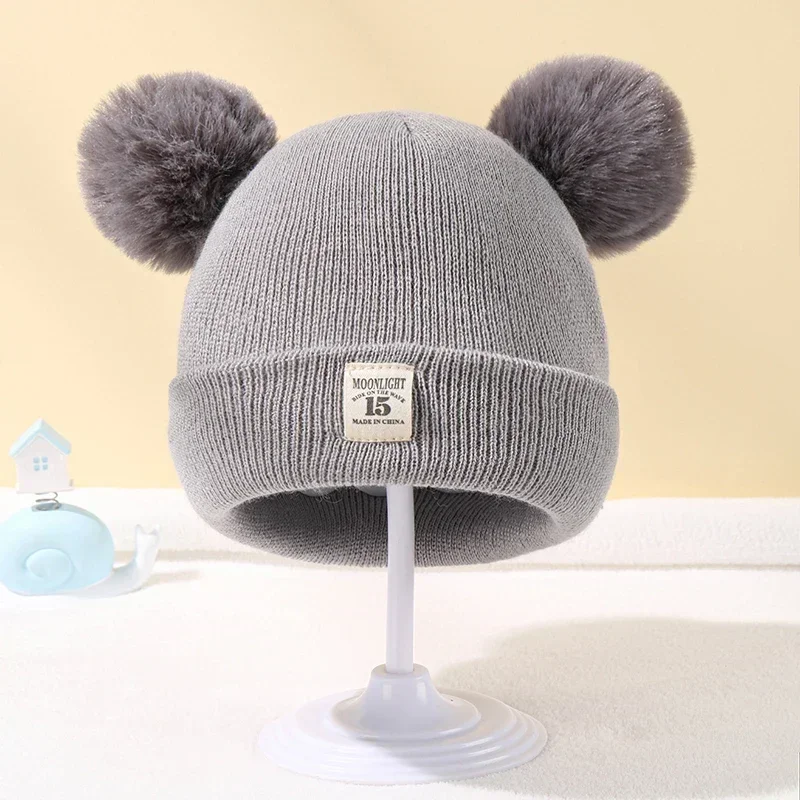Berretti per bambini Cappello di lana per bambini Cappelli spessi per bambini Paraorecchie caldo Berretti invernali caldi in maglia Berretto per neonato Cappello per bambini Pom Pom