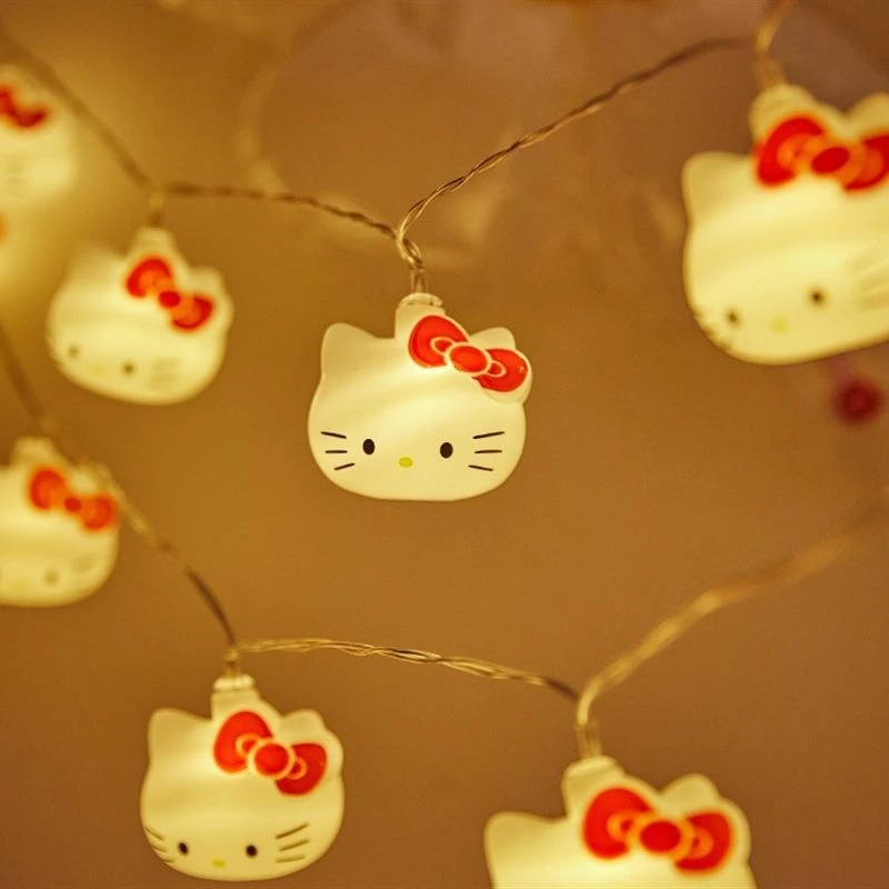 Kawaii Sanrio Hello Kitty ไฟ String ห้องนอนแบตเตอรี่บรรยากาศแสงตกแต่งบ้านอะนิเมะตัวเลขส่องสว่างของเล่น