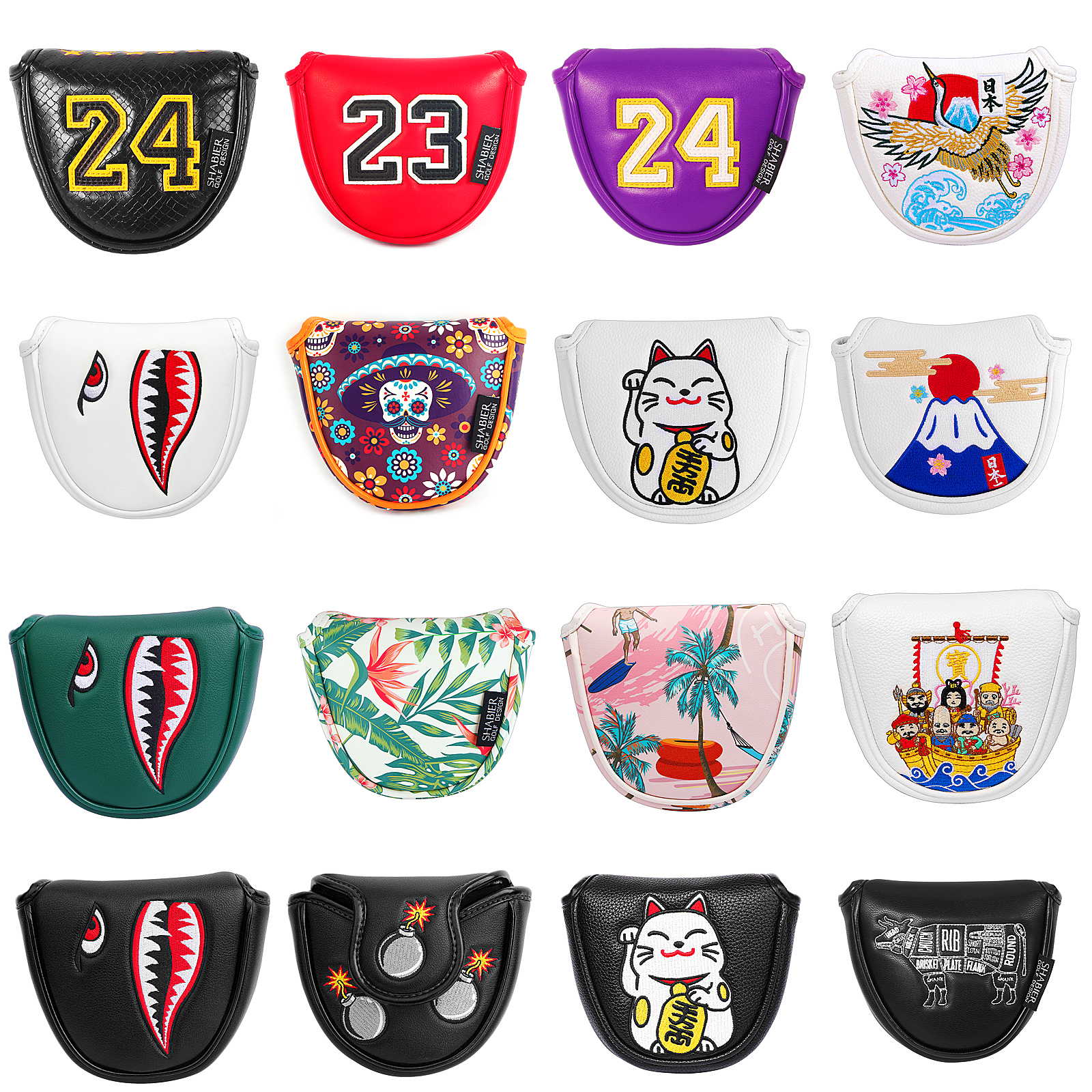 DÍA DE LOS MUERTOS Shamrock Printing Golf Club Headcover Strong Magnetic Mallet Putter Cover