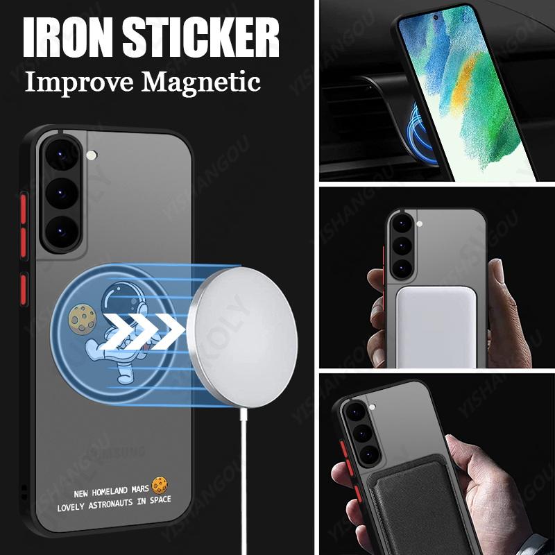 Funda magnética para astronauta Magsafe para Samsung Galaxy S23 S22 Ultra S22 Plus S21 S20 FE S24, funda trasera dura ultrafina para PC S25