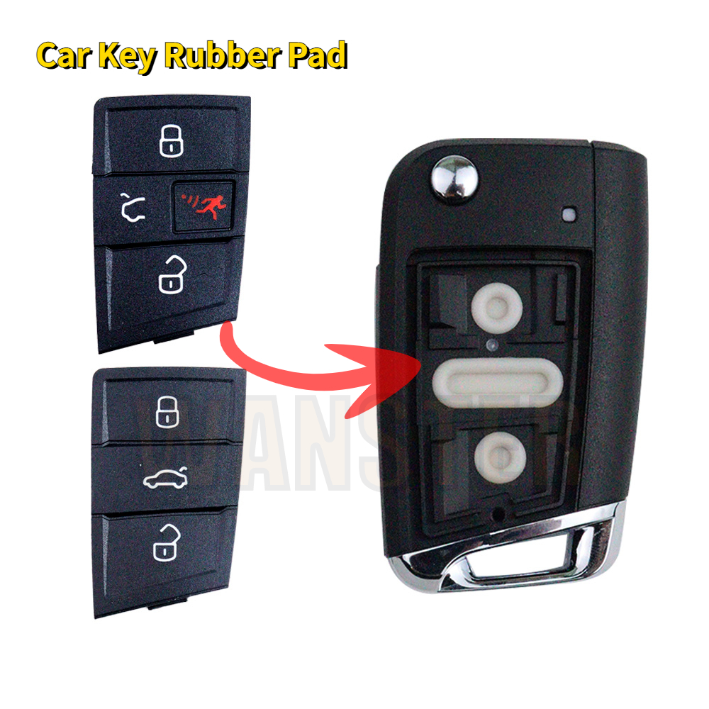 3 4 ボタンパッド交換車のキーゴム Fob フォルクスワーゲン VW ゴルフ 4 5 7 MK7 ティグアン用シュコダオクタビア A7 セアトレオンイビサアルテア