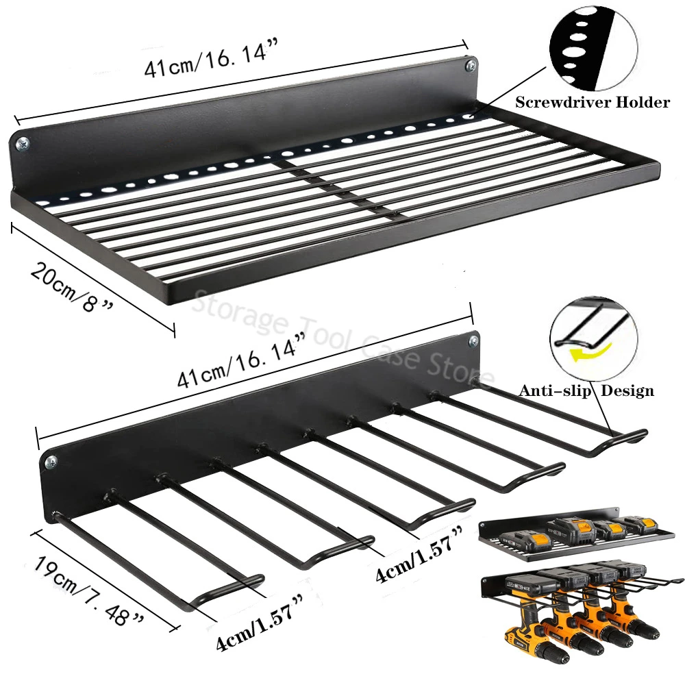 Hand Power Tool Organizer Rack Wall Mounted Tool Shelf Large Heavy Drill Holder Wrench Tool Screwdriver Storage Rack for Garage
