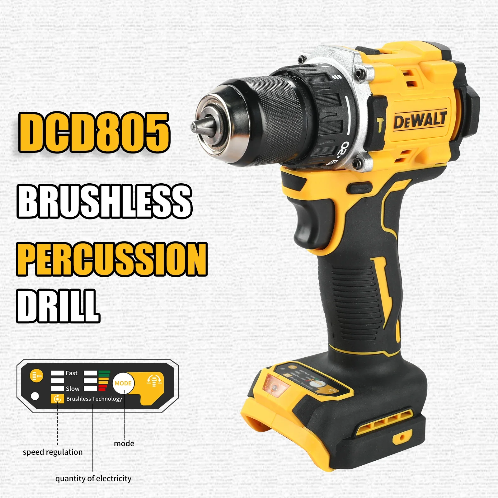 DEWALT DCD805 20V Power Tools Brushless Impact Drill Cordless Electric Screwdriver Multi-Function Hand Drill