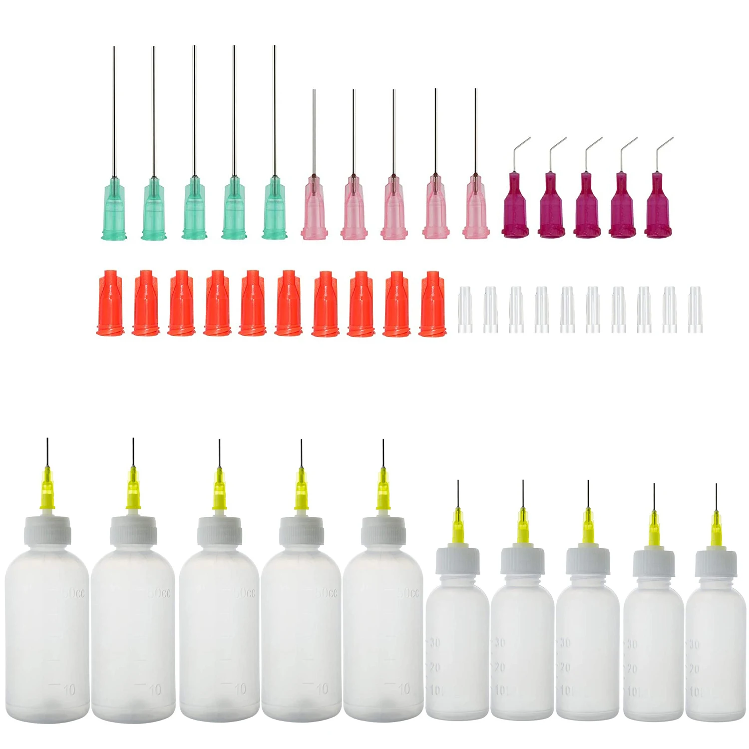 Dispensers Applicator Kit Plastic Squeeze BottlessDropping Tube Nozzle and Blunt Tip Needle  etc Works for Liquid Glue and Ink