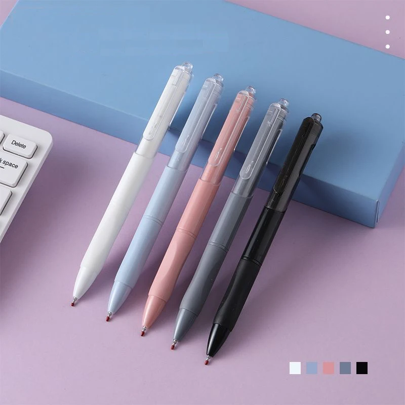 ปากกาลูกลื่นคลิก 0.5 มม. สีดําสวยงามสูง 5 แพ็คสําหรับใช้ในสํานักงานและอ่านหนังสือ