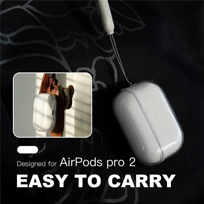 Para Airpods 1, 2, 3, 4 Pro Pro 2, funda para auriculares de TPU Simple y transparente con correa de cordón, cubierta de accesorios