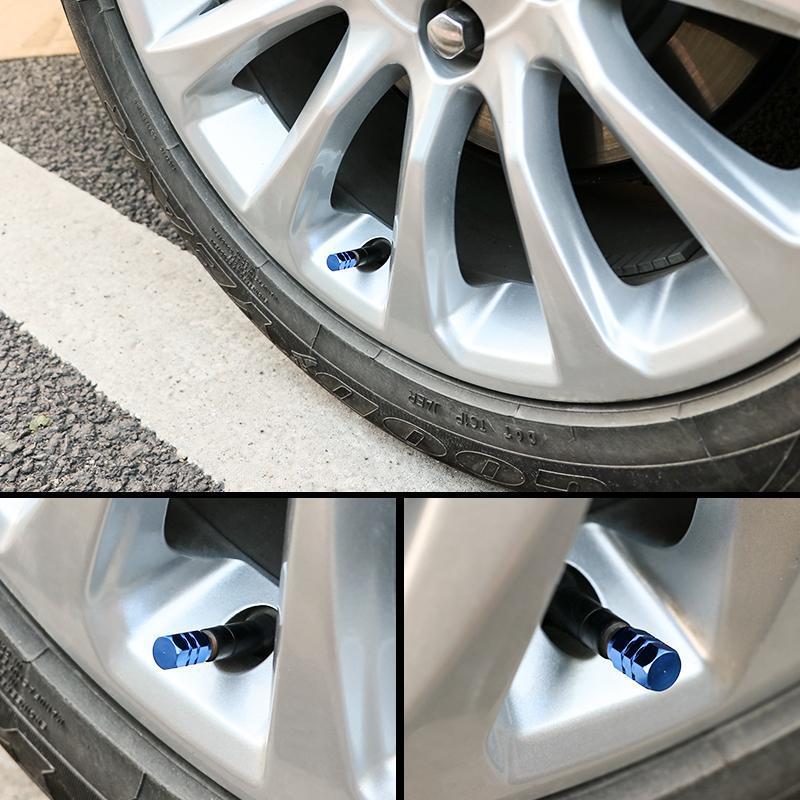 4 Uds. Tapas de válvula de neumático de coche de aluminio, cubierta hermética de válvula de neumático de aleación hexagonal, polvo impermeable para automóviles, motocicletas, camiones y bicicletas