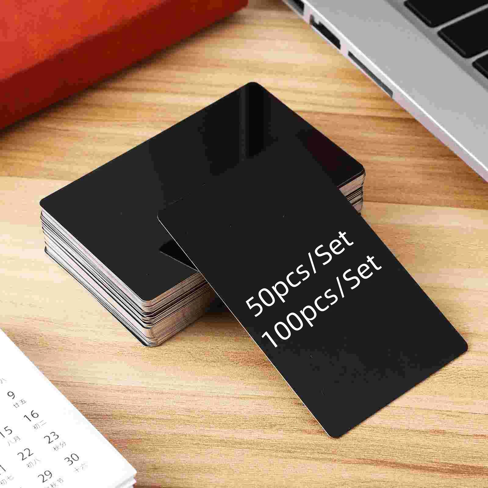 50/100pcs em branco gravado diy cartões de visita marca de gravação a laser liga de alumínio folha de metal cartões de visita