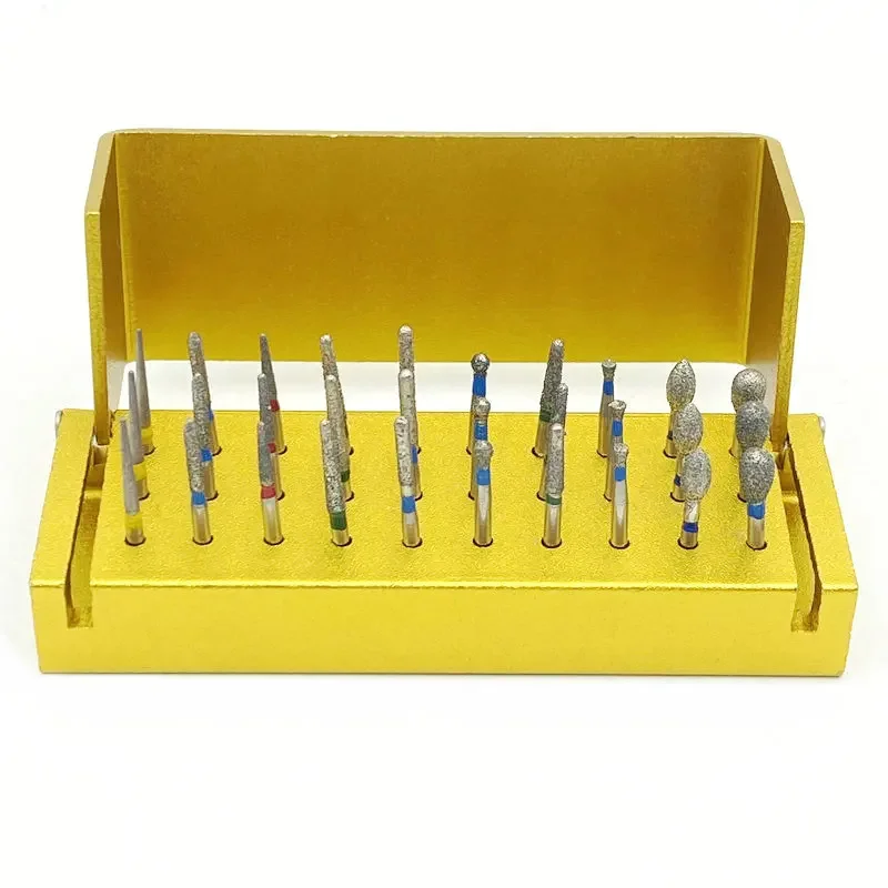 Dental 30 stücke Dental Diamant Bohrer Bohrer Desinfektion Block High Speed Handstück burs Halter Alumimum Instrument Set