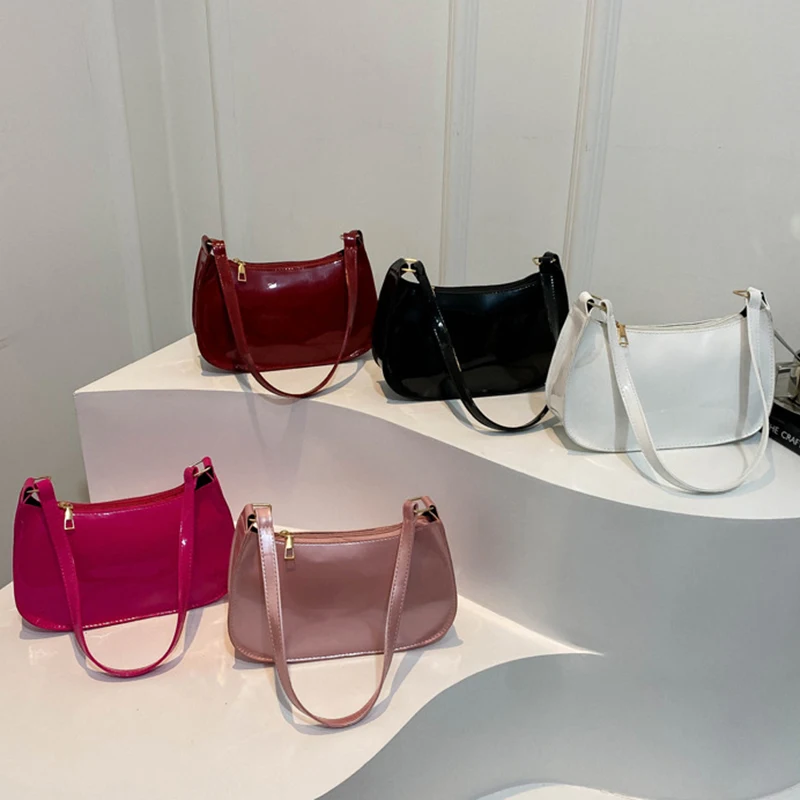 Retro สีทึบ PU หนังไหล่กระเป๋าแฟชั่นผู้หญิงกระเป๋าถือ Hobos กระเป๋าและกระเป๋าถือสุภาพสตรีกระเป๋า