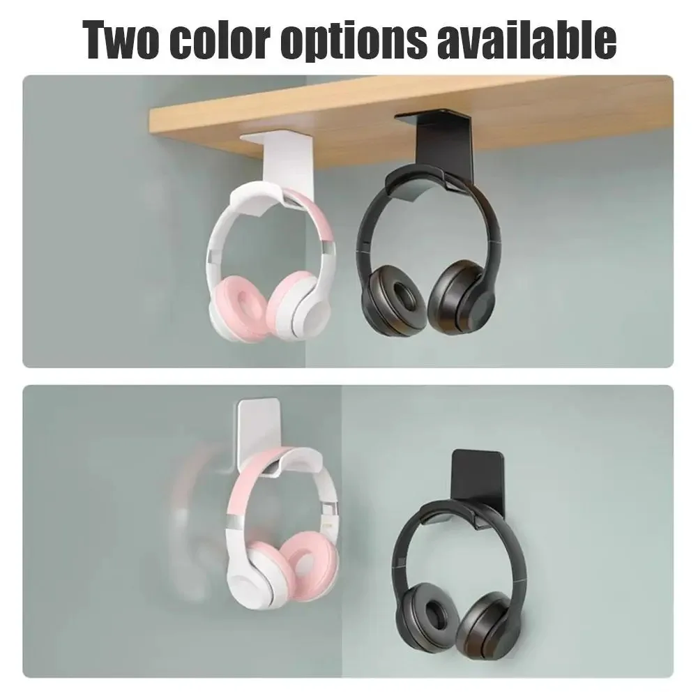 Suporte universal para fone de ouvido, suporte de plástico adesivo para montagem na parede sob a mesa, suporte para fone de ouvido para jogos