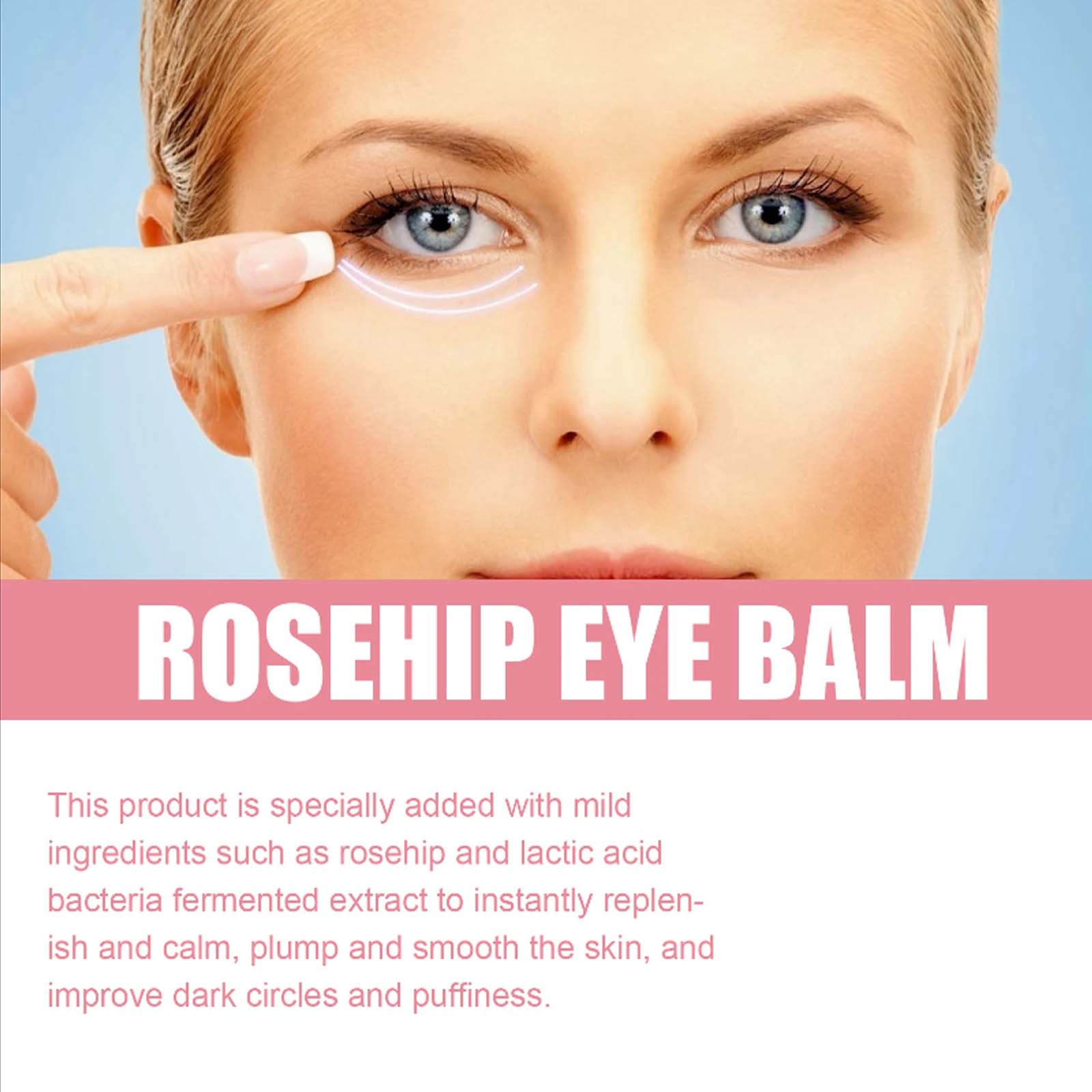 Bálsamo para os olhos de rosa mosqueta, linhas finas, levantamento, firmador, leve, sacos para os olhos, remoção de inchaço, hidratante, creme para os olhos