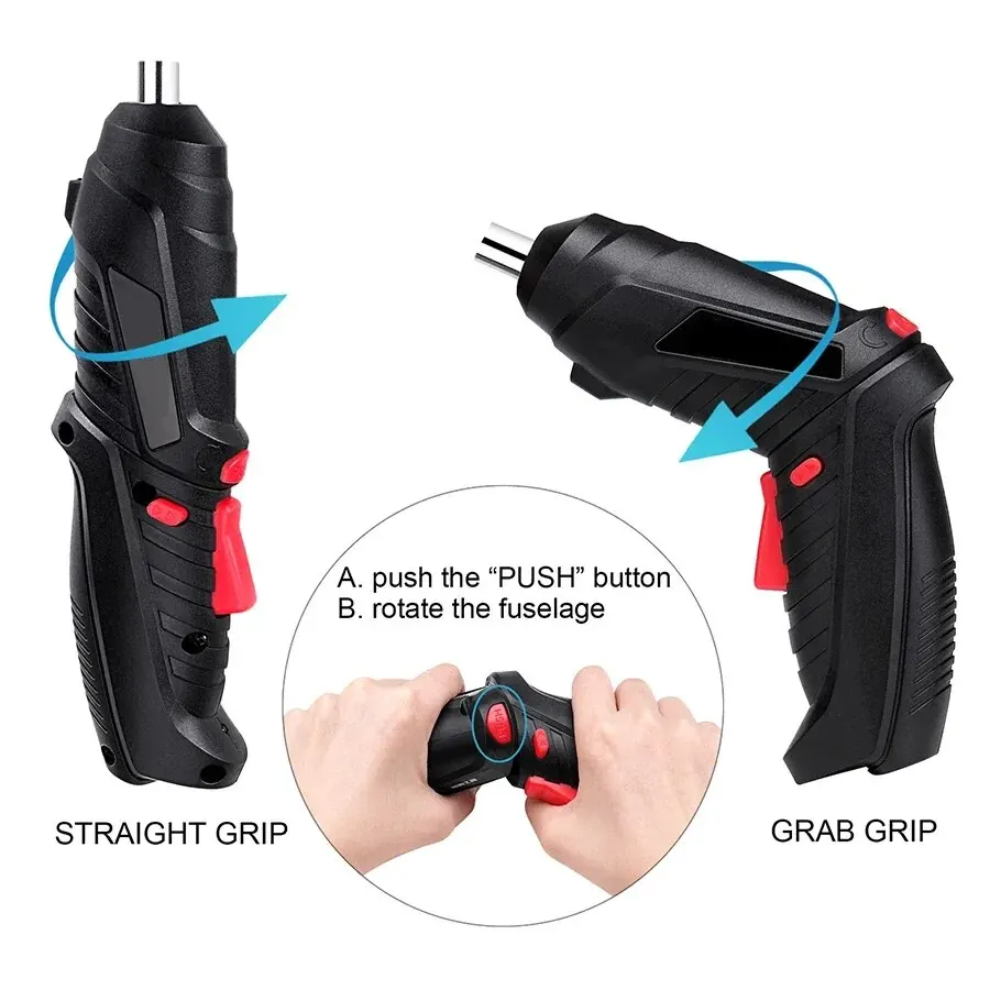 Juego de Herramientas eléctricas para mantenimiento del hogar, destornillador inalámbrico con batería de litio de 3,6 mAh, 1800 v