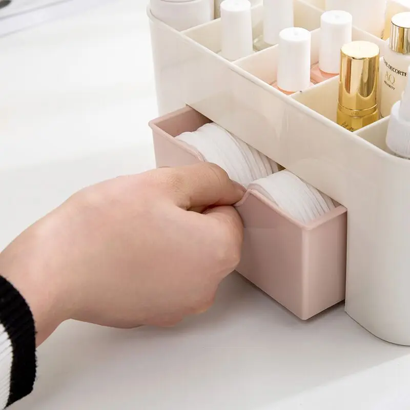 Make-up Organizer Aufbewahrung sbox mit Schublade Wattes täbchen Stick Aufbewahrung koffer Lippenstift Organizer Pinsel halter Make-up Acryl Kunststoff