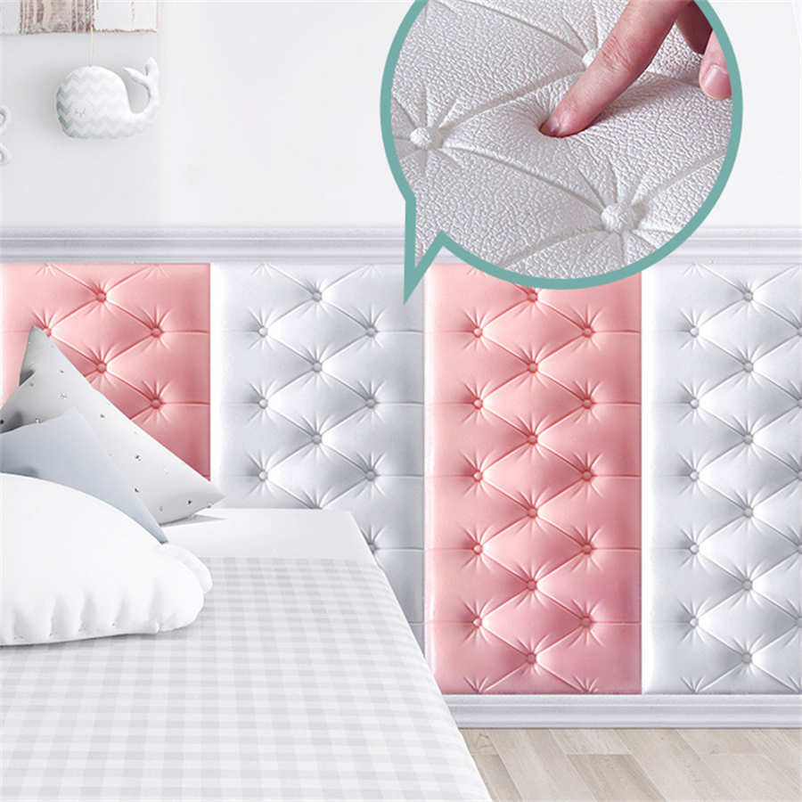 Adesivos de parede 3d papel de parede auto-adesivo engrossar tatami anti-colisão tapete de parede almofada crianças quarto sala de estar almofada de espuma macia