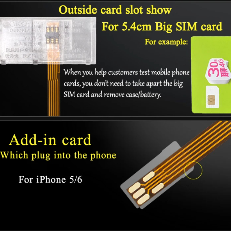 Transparenter SIM-Karten-Adapter NANO Turn To Big Card Handy-Signal-Verlängerungskabel für iPhone 5/5S 6/6S 2025