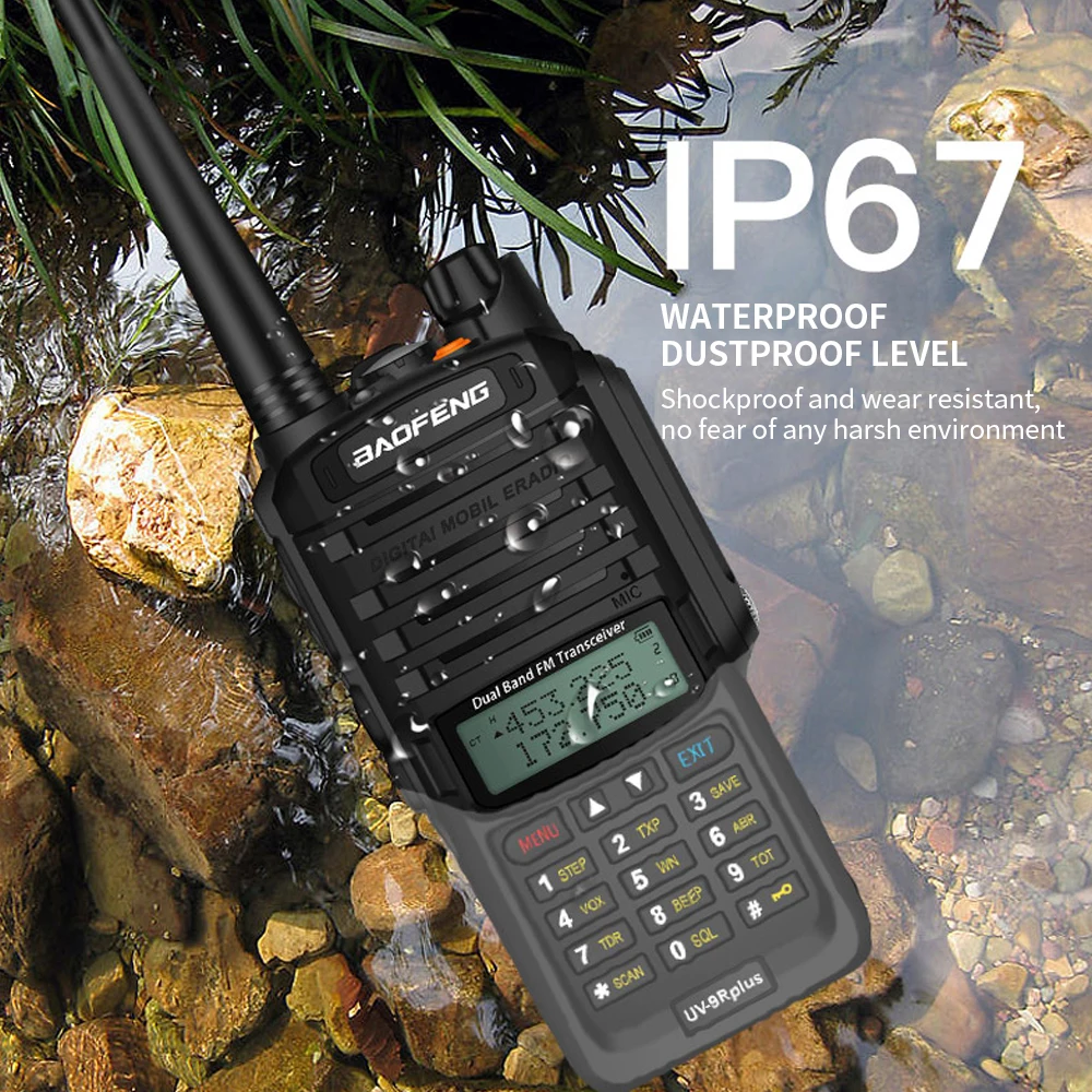 BAOFENG UV-9R Plus Tragbares Funkgerät Dualband Handheld Walkie Talkie FM Transceiver IP67 Wasserdicht Staubdicht