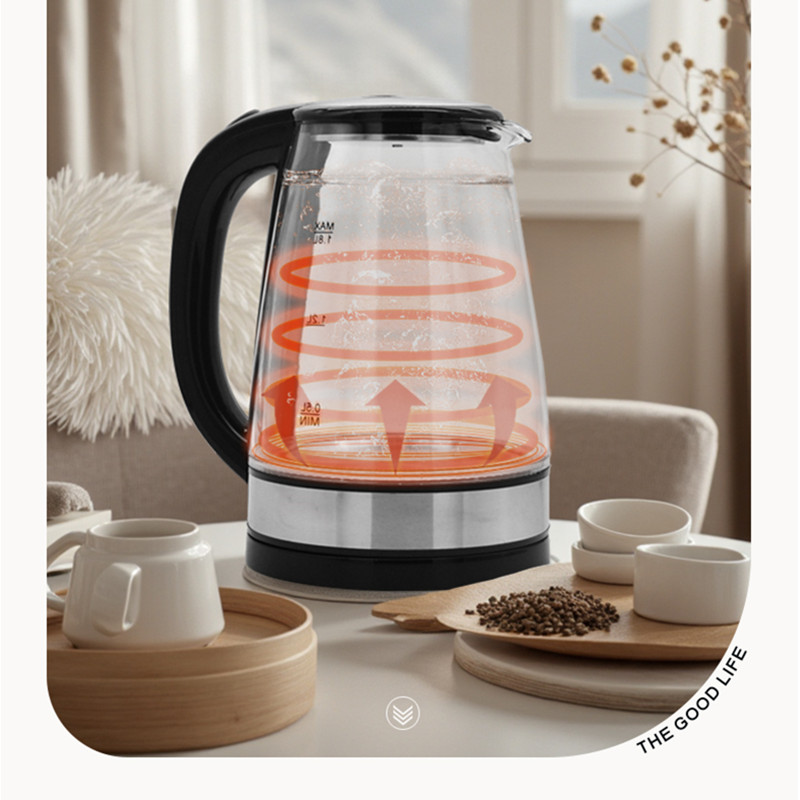 Electric Kettle Stainless 1.8L Steel Double Layer Glass Health Preserving Pot Electric Water Heater with Blue Led Light Kitchen