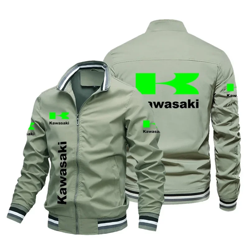 2024 jaqueta masculina kawasaki logotipo impresso jaqueta de corrida da motocicleta esportiva ao ar livre casual com zíper camisa jaqueta topos