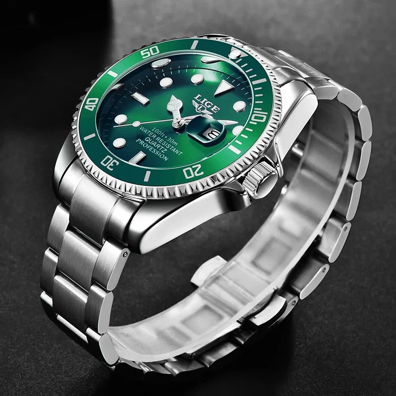 LIGE-reloj deportivo de lujo para hombre, cronógrafo de cuarzo, resistente al agua 30ATM, con fecha