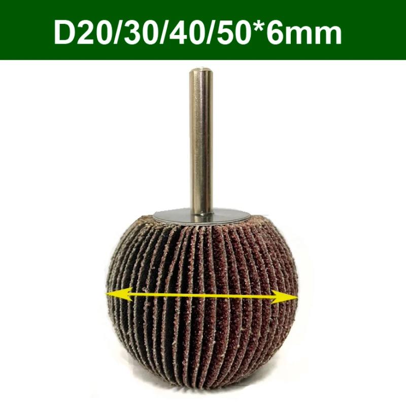 1PC Spherical Sandpaper Flap Wheel 6mm(1/4") Shank 60-180 Grit Abrasive Rotary Tool for Grinder Precision Polishing, Ball Shape