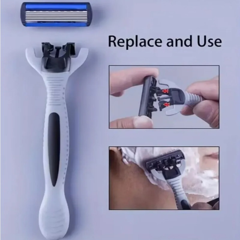 1 mango + 12 cuchillas/maquinilla de afeitar de seguridad Manual para hombres y mujeres, depilación de acero inoxidable de 6 capas, cabezal de afeitadora reemplazable