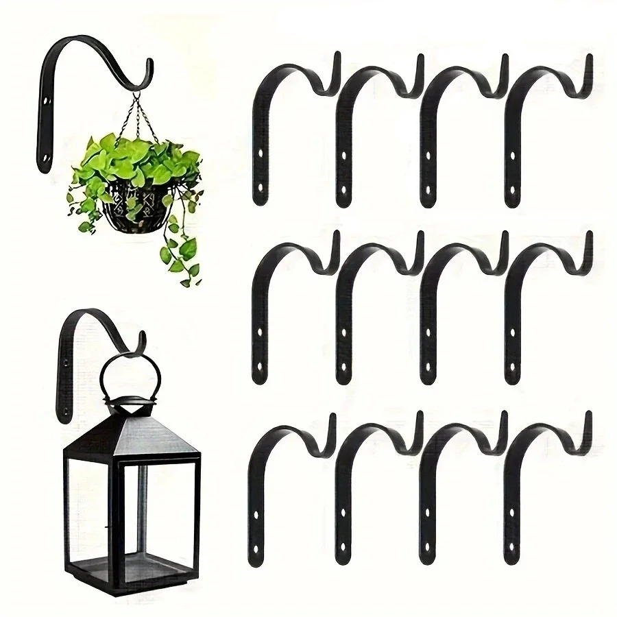 Ganchos de hierro forjado en forma de J de Metal para mejoras del hogar, cestas de flores para pintar, accesorios de ropa