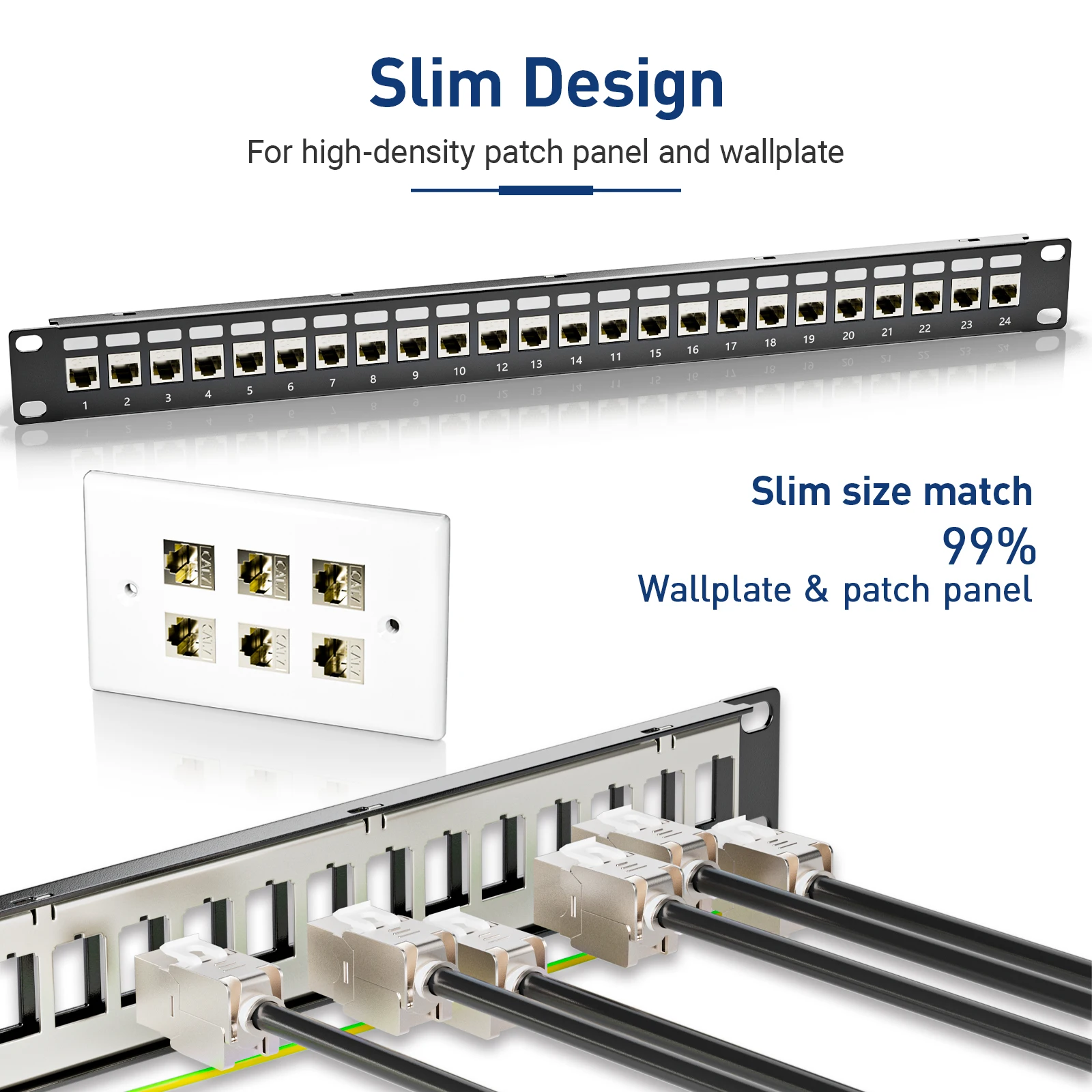ZoeRax 24PCS RJ45 Cat7 Cat6A Keystone Jack Ekranowany adapter modułu typu Toolless ze stopu cynku Łącznik do panelu krosowego / palnika ściennego