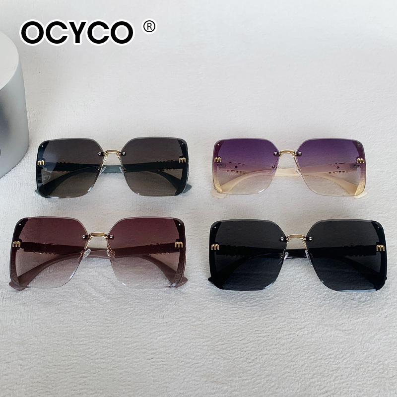 OCYCO 새로운 패션 쿨 스퀘어 선글라스 여성 럭셔리 브랜드 안티 강한 빛 빈티지 무테 선글라스