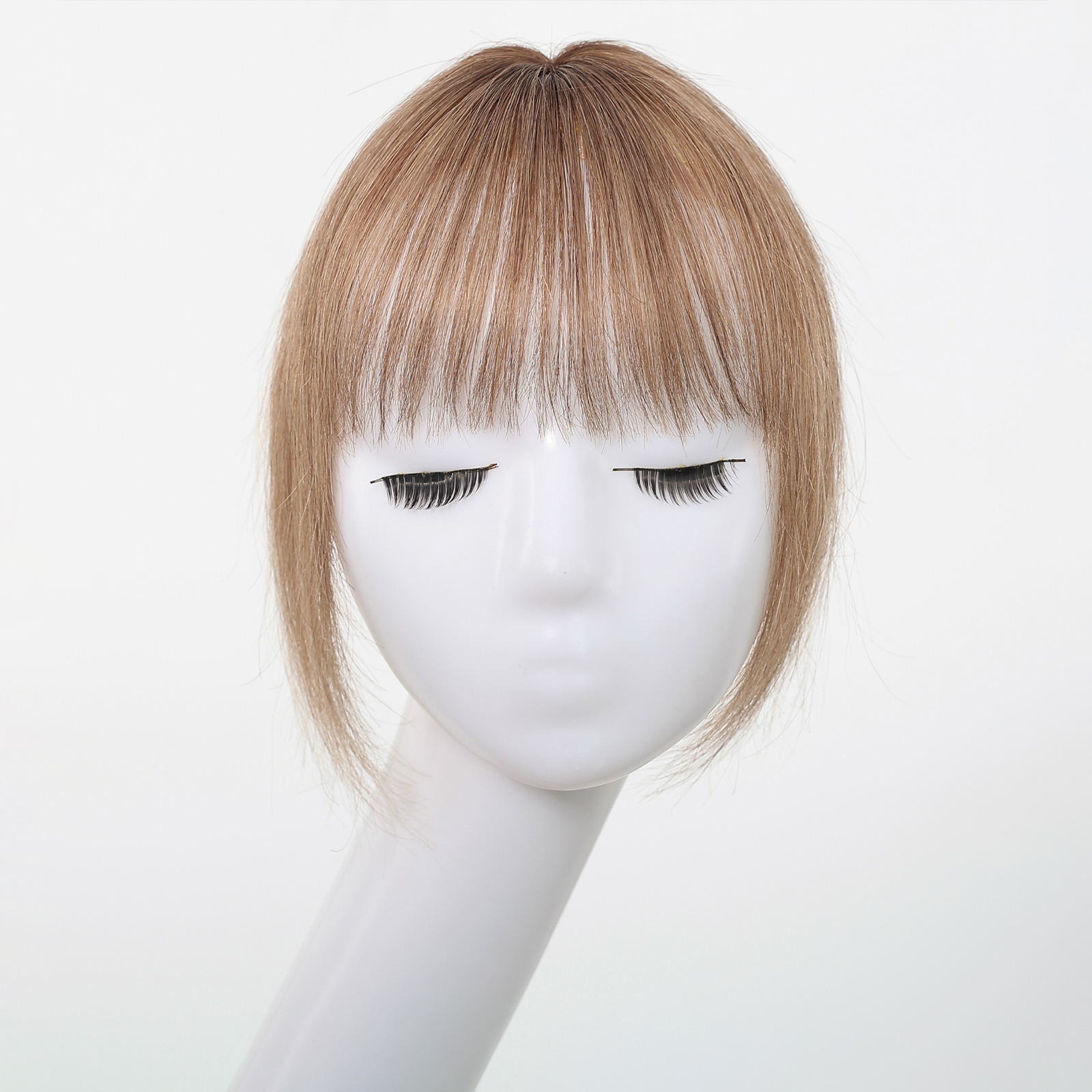 100% Remy cheveux humains Toppers avec frange brun clair postiches 3D vaporeux frange pour les femmes cheveux fins réel cheveux humains Topper Clip In