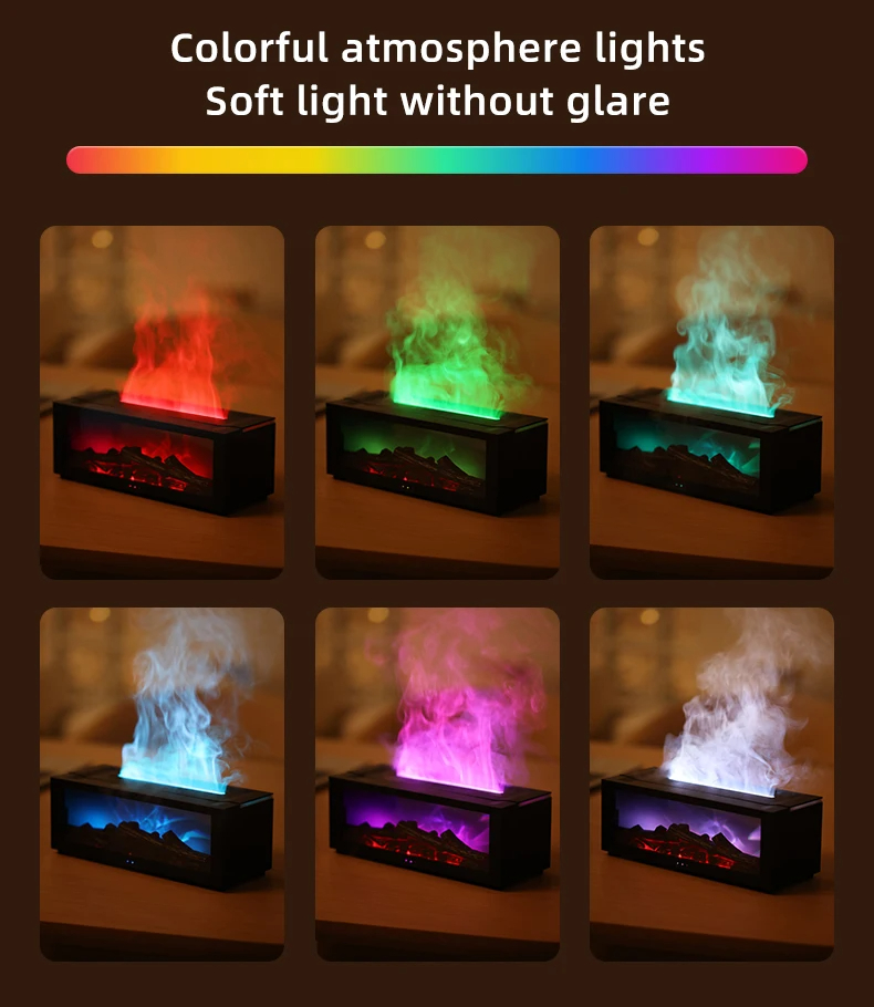 Fire Aroma Diffuser Fire Home Room Fragrance Humidifier with Night Light Diffuser Air Humidifier Essential Oil Diffuser