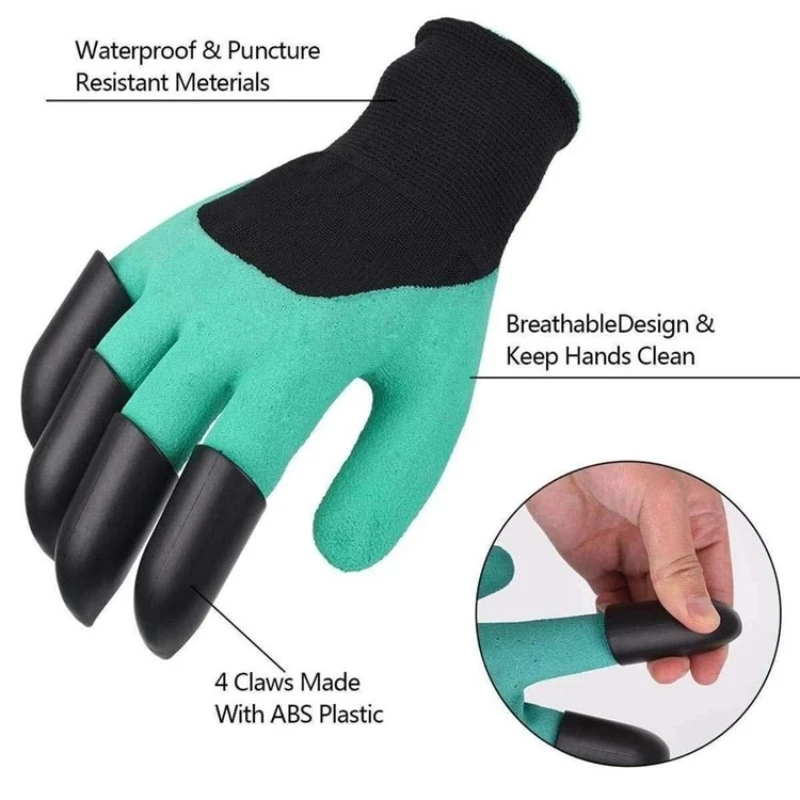 Guanti orticoli con artigli Guanti da scavo Giardino Verdura Fiore Giardino Piantare Guanti protettivi in lattice resistenti alle coltellate