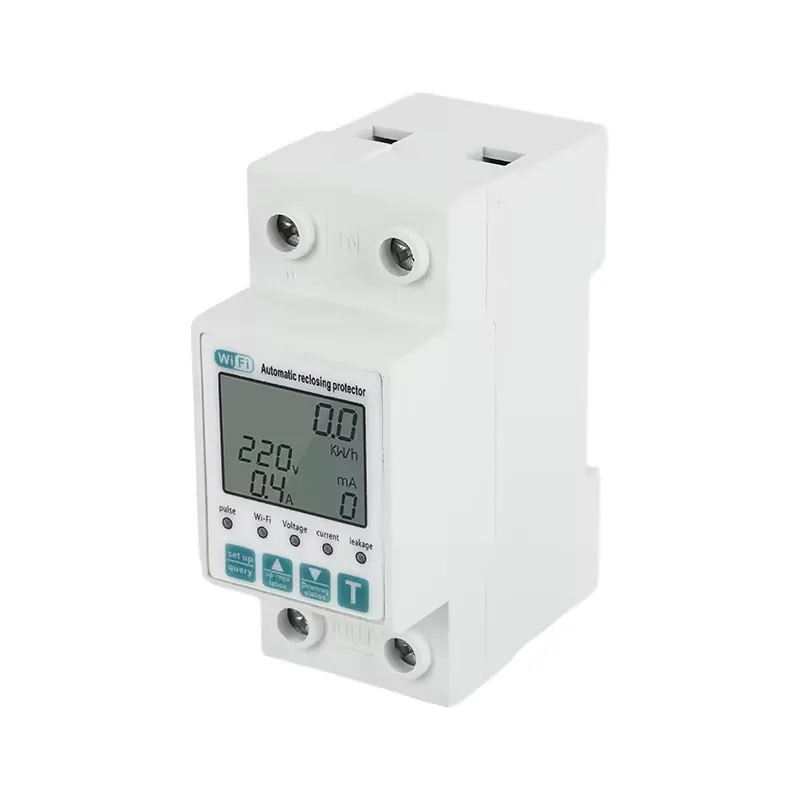 Reclosable smartlife TUYA WIFI Disjuntor 63A 110V 220V Medidor de energia Temporizador de medição com proteção contra vazamento de corrente de tensão