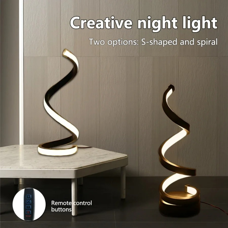 1Pc LED Spiral Table Lamp Modern Three Speed Dimming USB Power Button Switch Bedroom Decorative Table Lamp