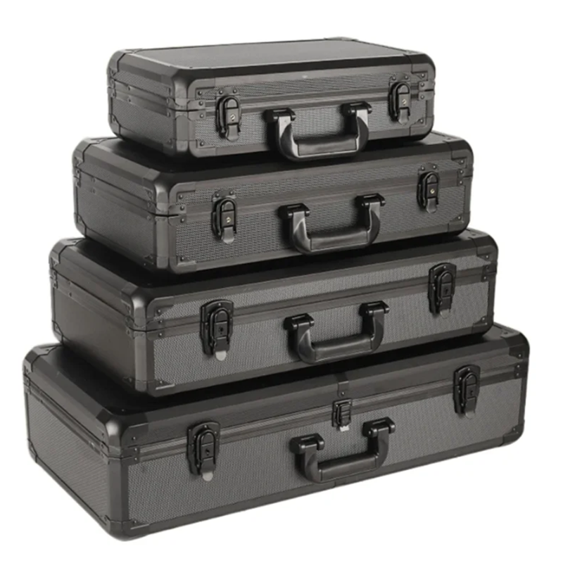 Caixa de ferramentas de alumínio, equipamento portátil longo, caixa de segurança, equipamento de pesca doméstico, caixa de armazenamento multifuncional com esponja