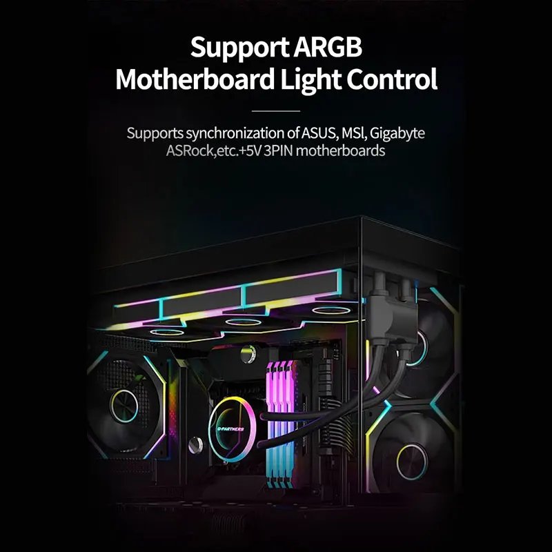 Teucer 12cm Silent PWM Control Fan 5V 3Pin ARGB with AURA SYNC 4Pin Chassis Fan for PC Case Water Cooling