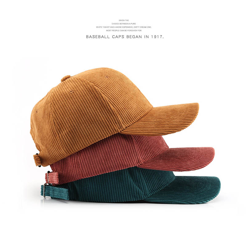 Gorra de béisbol de algodón 100% de pana Lisa para hombre y mujer, gorra Kpop ajustable Vintage Unisex, gorra Polo de camionero, sombrero de invierno para mujer