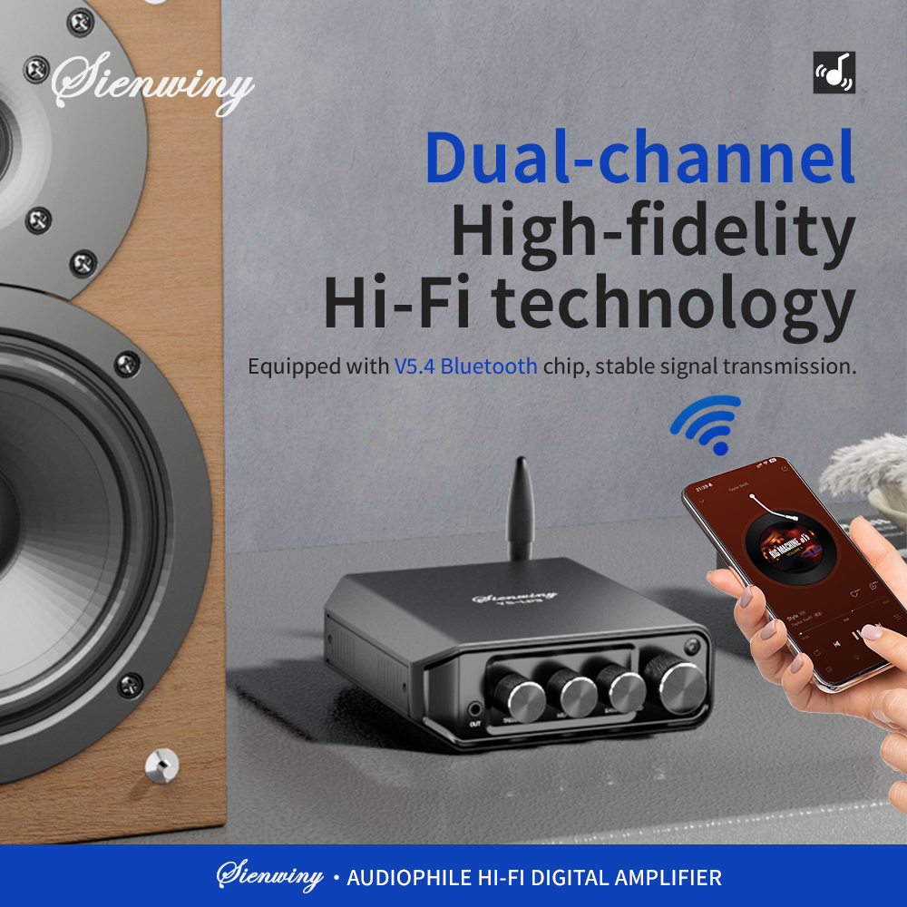 Hi-Fi-Verstärker YS-LP3 mit Bluetooth/AUX/USB-Eingängen 50 W + 50 W Ausgang 280 mV Empfindlichkeit TPA3116 Chip 2.0-Kanal-Stereo
