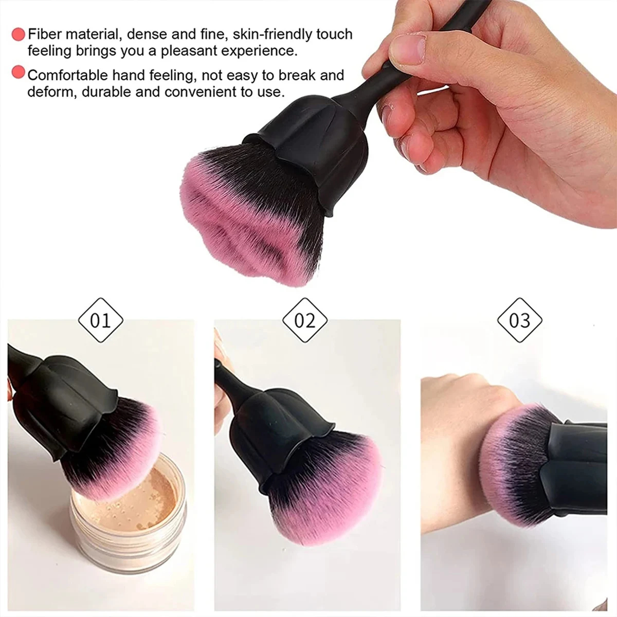 Cepillo suave en forma de rosa para manicura, cepillo para polvo para decoración de uñas, cepillo para polvo de uñas, esmalte de Gel, limpieza de polvo, herramienta, suministros para uñas