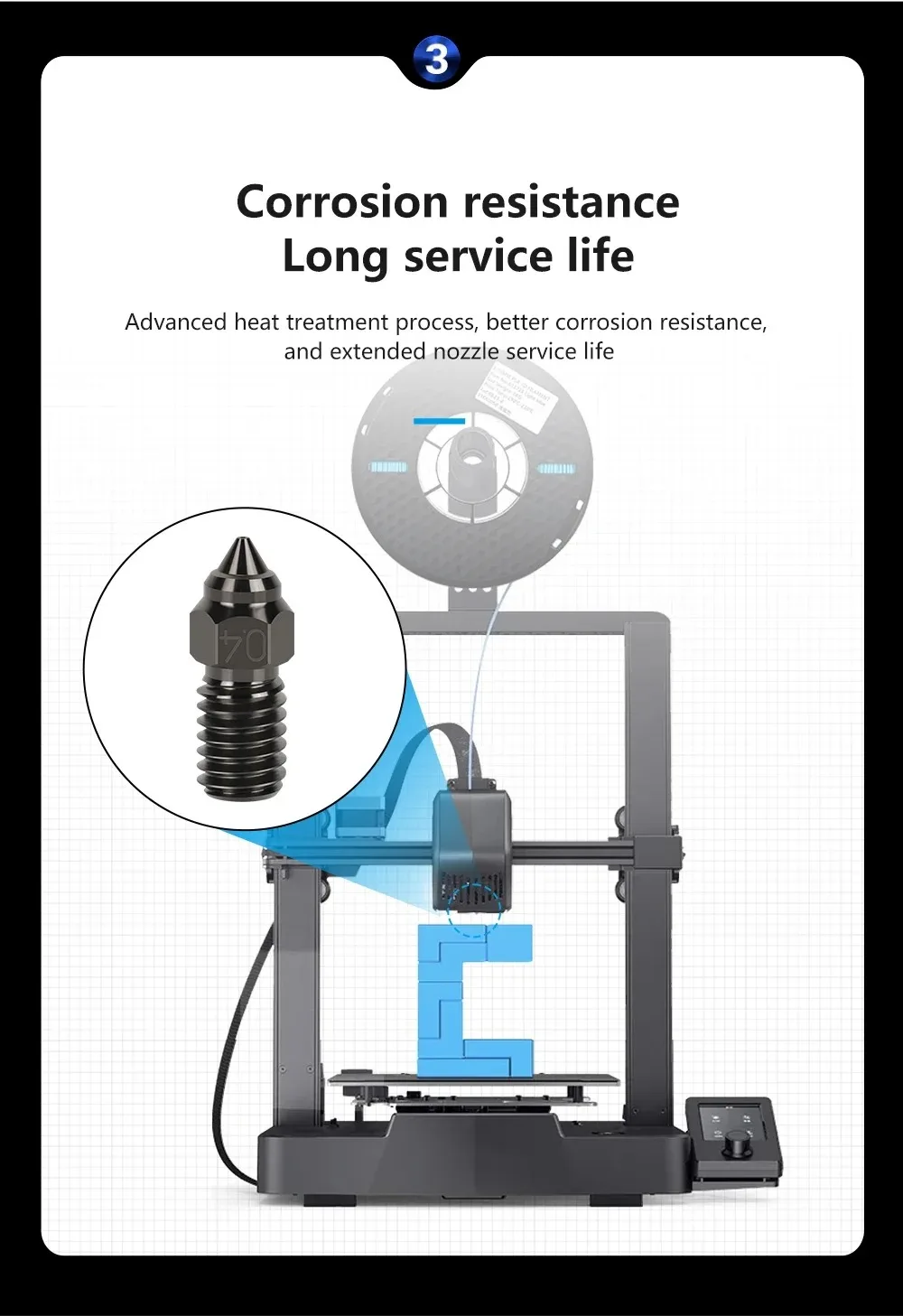 Creality เหล็กชุบแข็งหัวฉีดสําหรับ Ender3 V3 SE ความเร็วสูงหัวฉีด 0.4 มม.สําหรับอุณหภูมิ 3d เครื่องพิมพ์อุปกรณ์เสริม