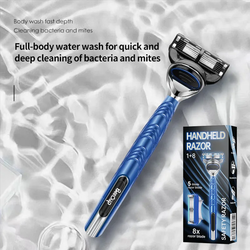 Ręczna golarka Razor Sześć warstw ostrzy Osiem wymiennych głowic tnących z uchwytem na nóż dla mężczyzn Razor Old Style Blades