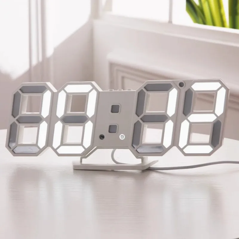 "Modern 3D LED Digital Wall Clock - Stylish Multifunctional Home Decor with USB Power, Perfect for European Interiors"
