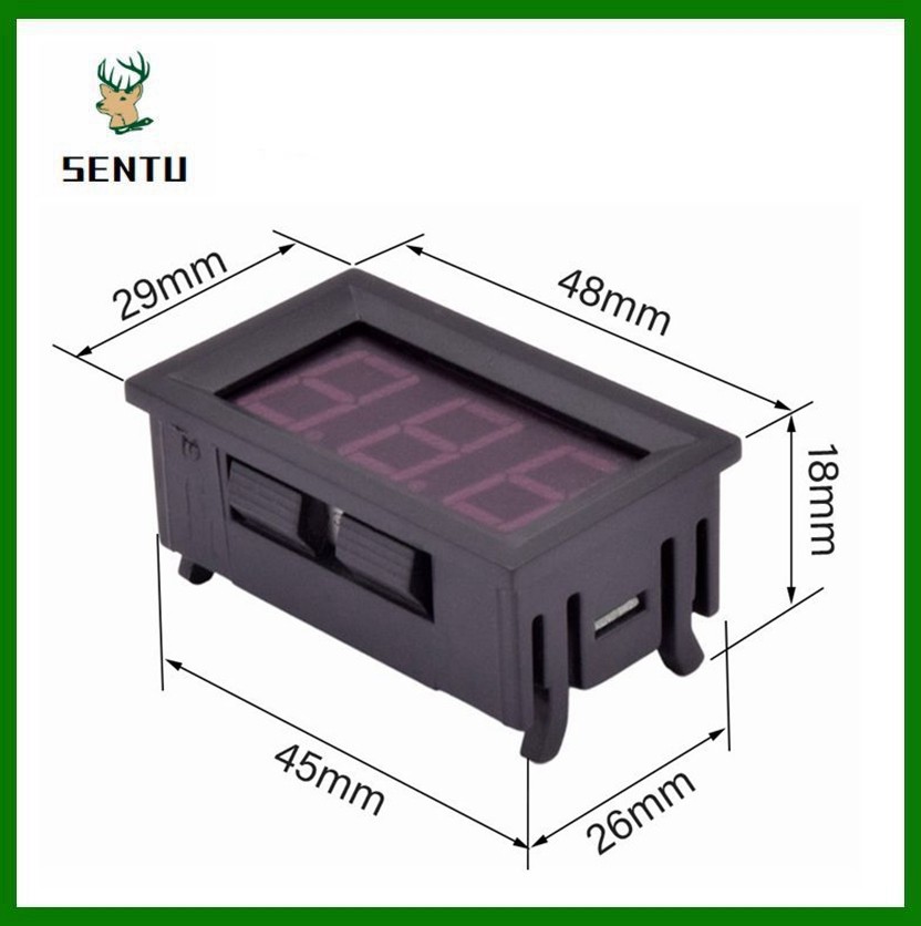 Voltímetro Digital LED CC de 0,56 pulgadas, voltaje de 0-100V, 3 cables, amperímetro Digital, voltímetro, probador de Panel de voltios para motocicleta y coche