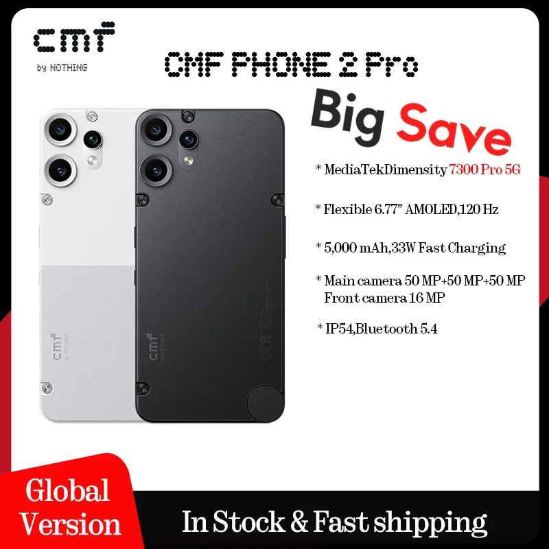 CMF Phone 2 Pro Versión Global 6.77 AMOLED 120Hz MediaTek Dimensity 7300 Pro 5G 5000 mAh Cámara Principal 50MP 33W